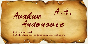 Avakum Andonović vizit kartica